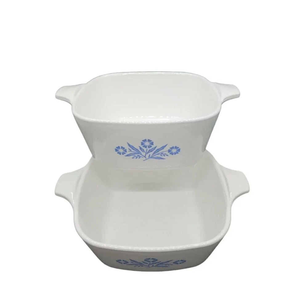 2 Corning Ware 22oz Petite Casserole Dishes P-43-B Blue Cornflower USA No Lids